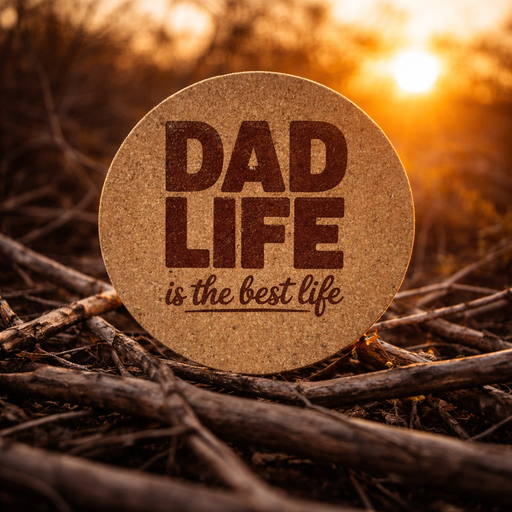4 inch cork coaster – Dad Life Is The Best Life- Dad theme