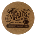 4 inch cork coaster – Grill Master Cold Brews Good Times– Barbecue and Grilling theme