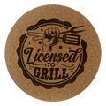 4 inch cork coaster – Licensed to Grill – Barbecue and Grilling theme