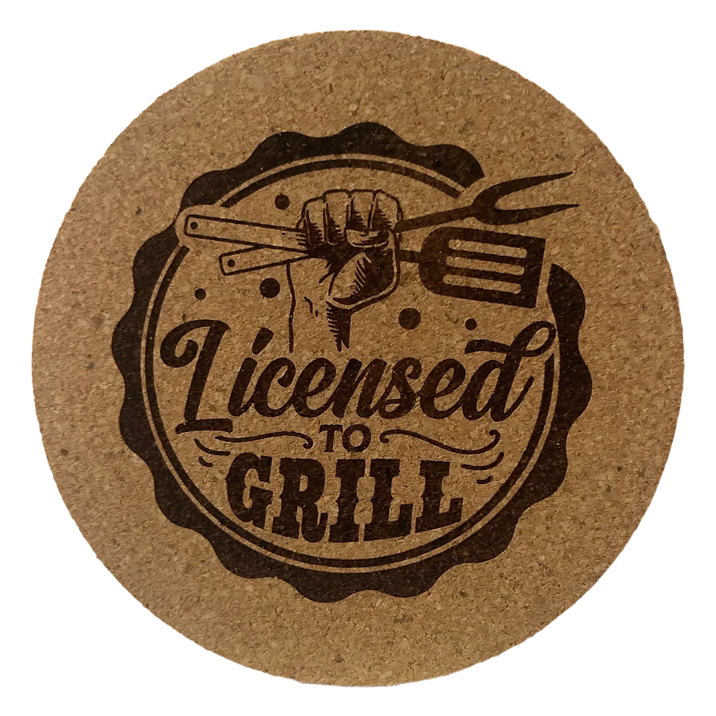 4 inch cork coaster – Licensed to Grill – Barbecue and Grilling theme