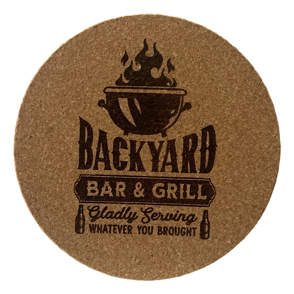 4 inch cork coaster – Backyard Bar and Grill – Barbecue and Grilling theme