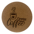 4 inch cork coaster – Camping and Coffee – Camping theme
