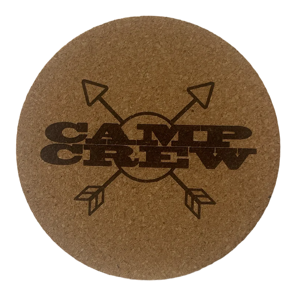 4 inch cork coaster – Camp Crew – Camping theme