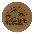 4 inch cork coaster – Escape The Indoors – Camping theme