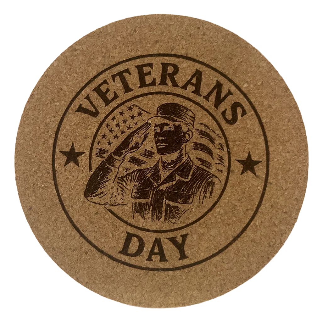 4 inch cork coaster – Veterans Day – Military Tribute theme