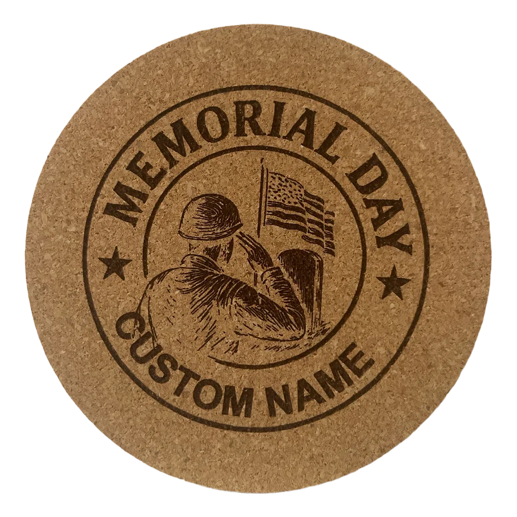 4 inch cork coaster – Memorial Day Personalized– Military Tribute theme