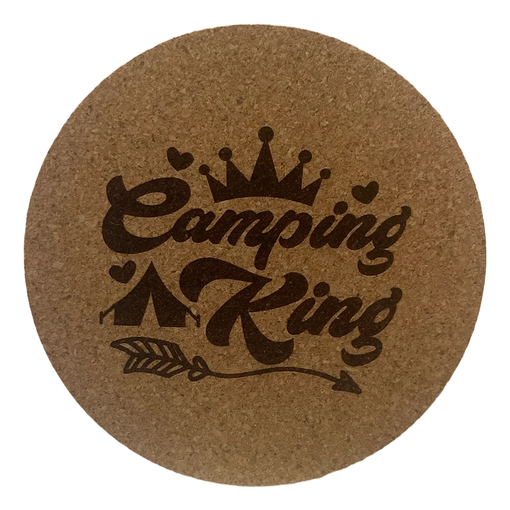 4 inch cork coaster – Camping King– Camping theme