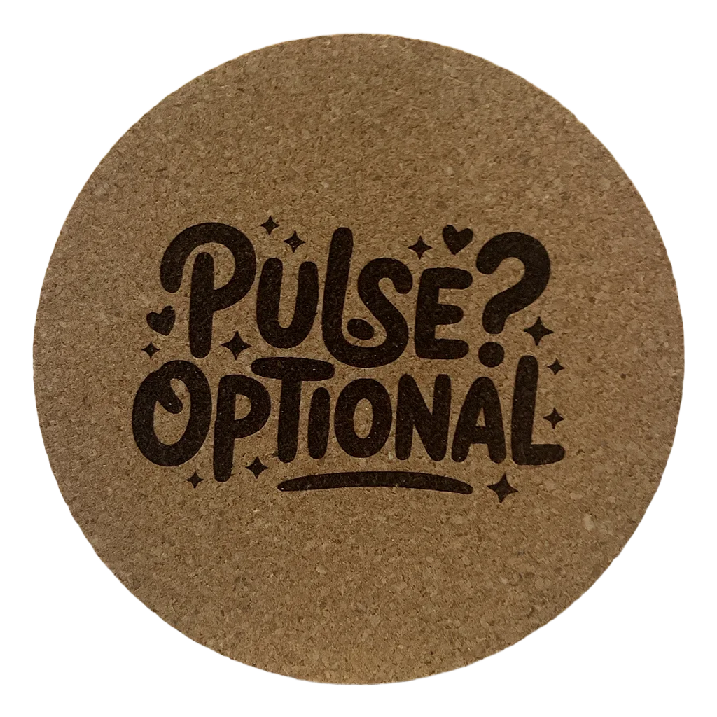 4 Inch Cork Coaster – Pulse Optional – Dark Humor Nurse Gift – RN Coaster