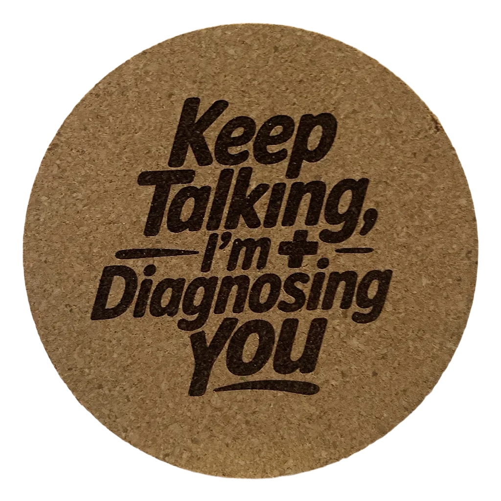 Keep Talking I’M Diagnosing You - Funny Nurse Humor Gift laser-engraved cork coaster