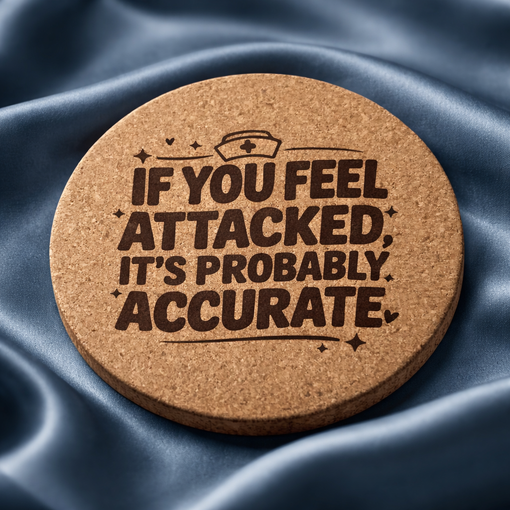 4 inch cork coaster – If You Feel Attacked It's Probably Accurate – Nurse theme