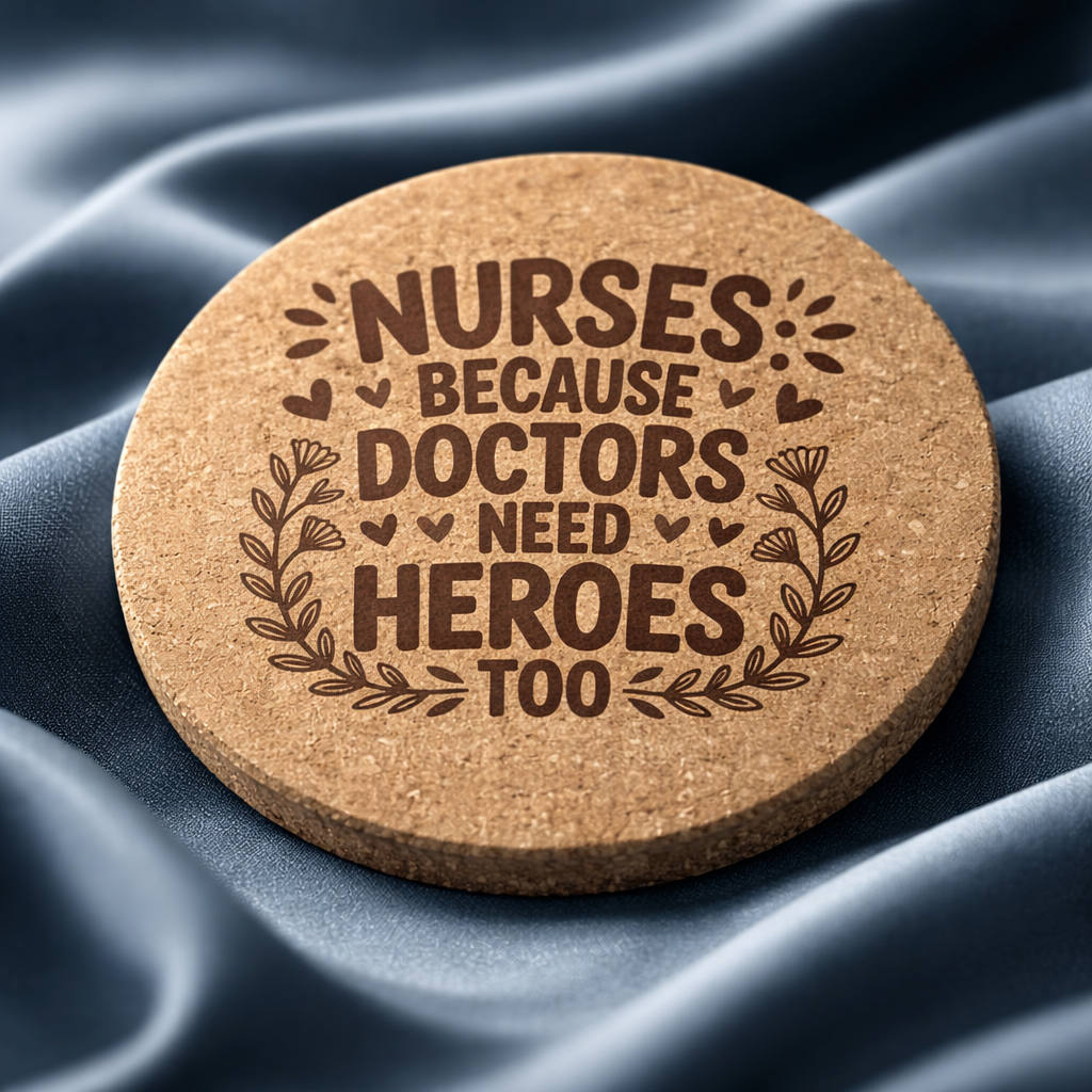 4 inch cork coaster – Nurses Because Doctors Need Heroes Too – Nurse theme