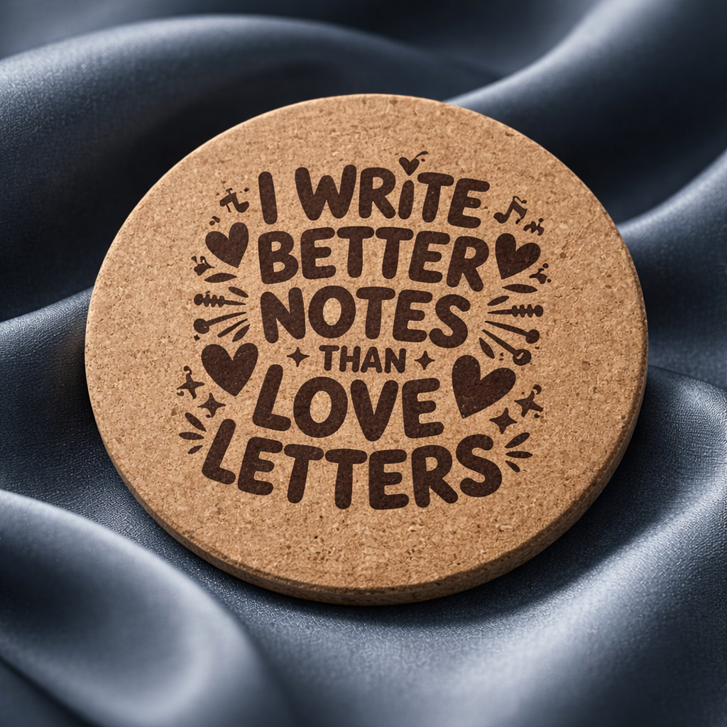 4 Inch Cork Coaster – I Write Better Notes Than Love Letters – Nurse Humor Gift – RN Coaster