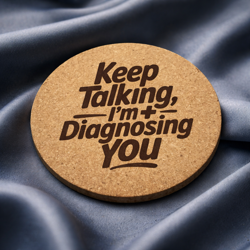 Keep Talking I’M Diagnosing You - Funny Nurse Humor Gift laser-engraved cork coaster close-up