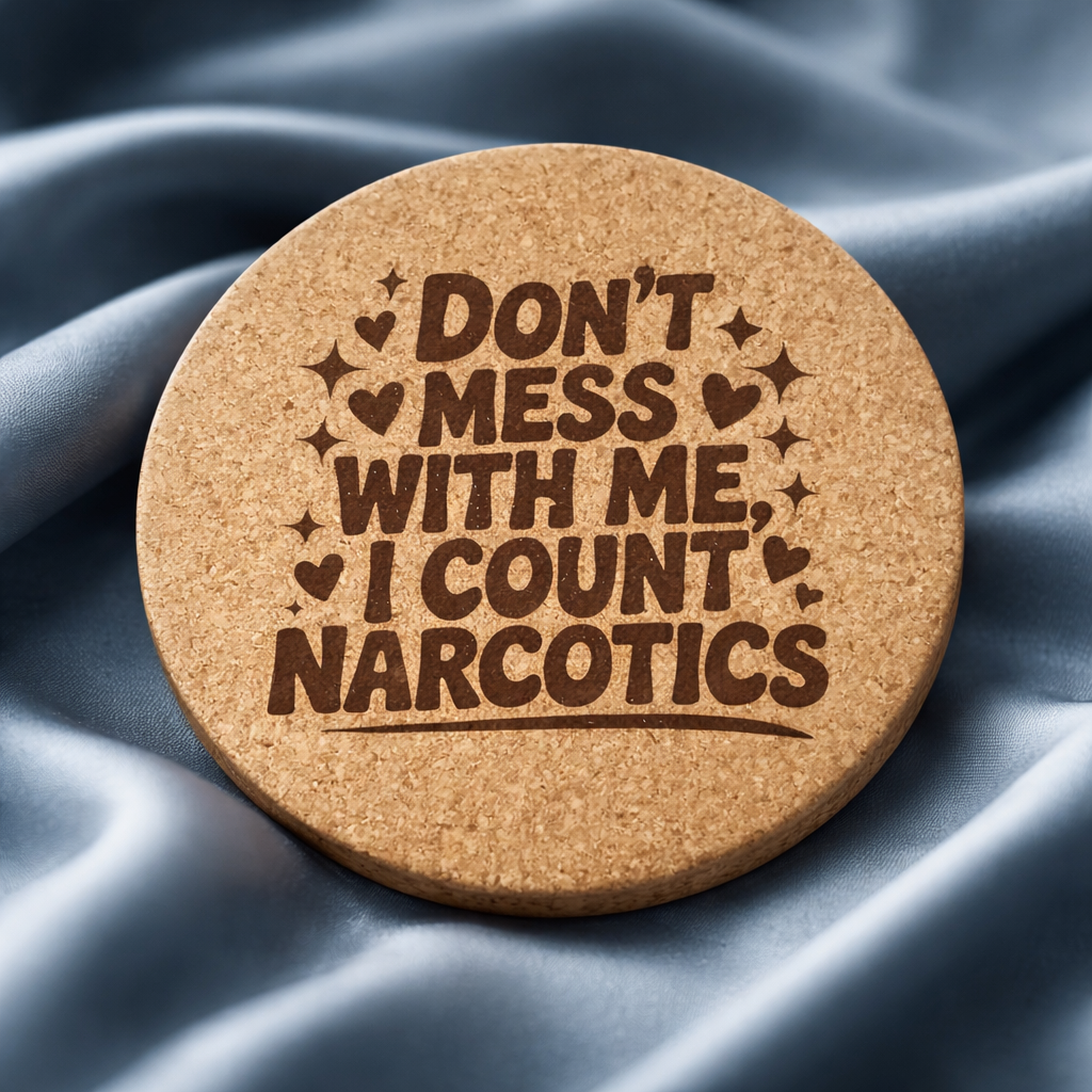 4 Inch Cork Coaster – Don’t Mess With Me I Count Narcotics – Nurse Humor Gift