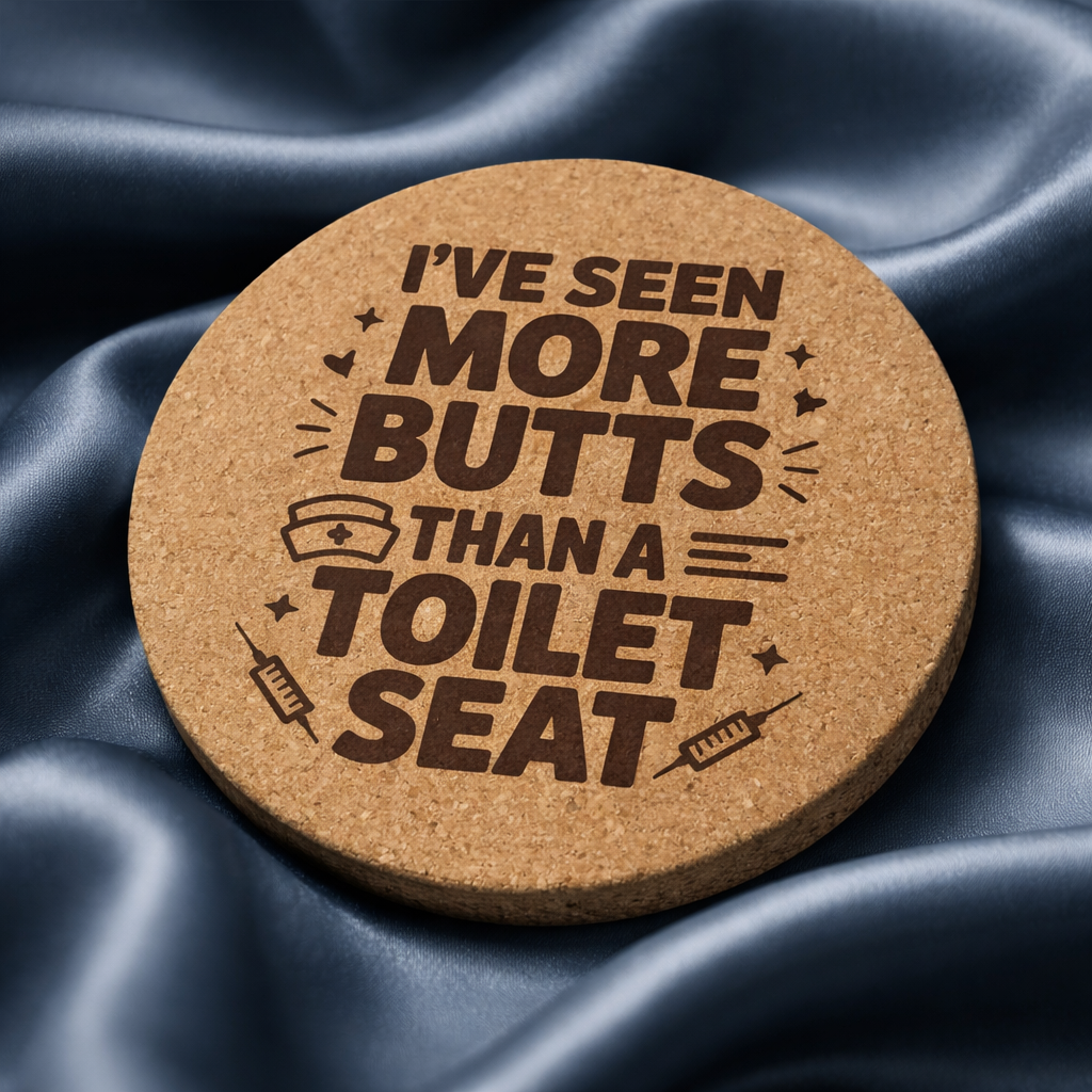 4 Inch Cork Coaster – I’ve Seen More Butts Than A Toilet Seat – Funny Nurse Humor Gift