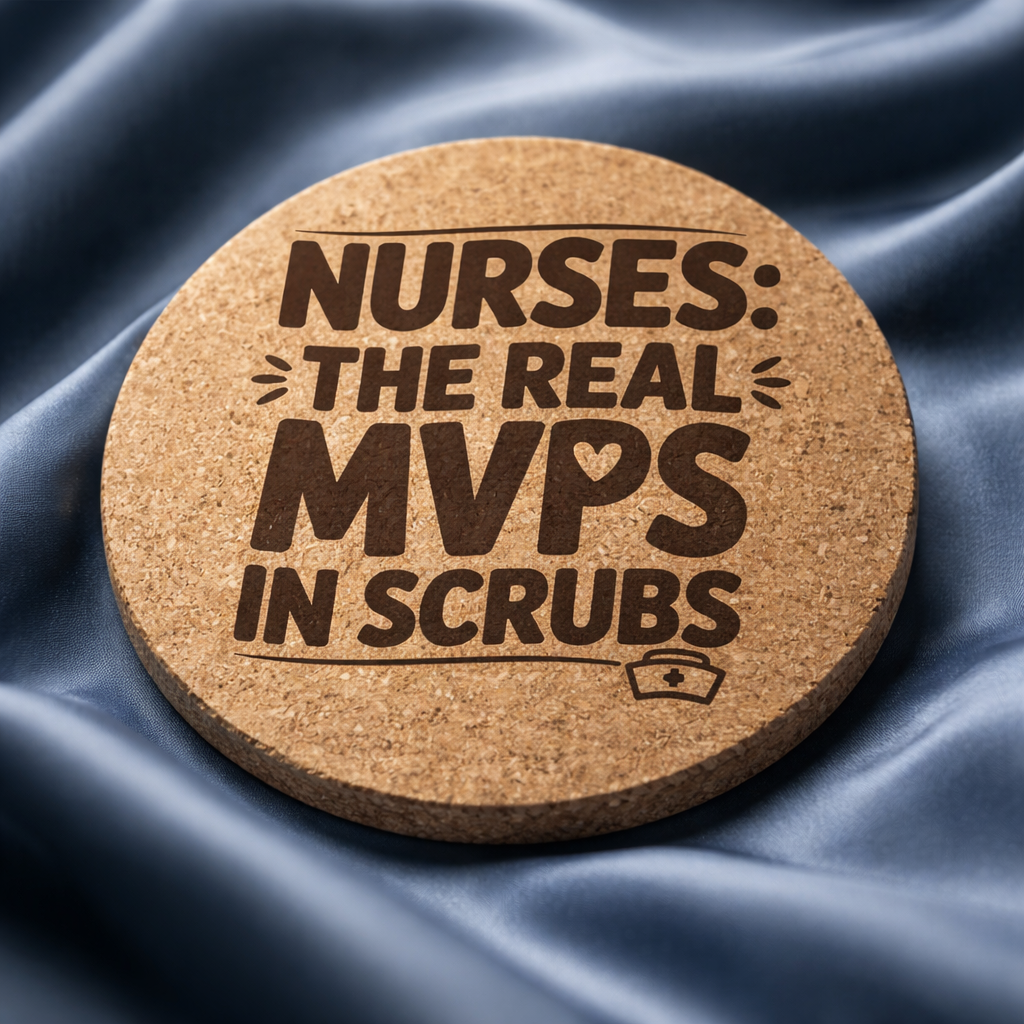 4 Inch Cork Coaster – Nurses The Real MVPs In Scrubs – Funny Nurse Gift – RN Pride Coaster