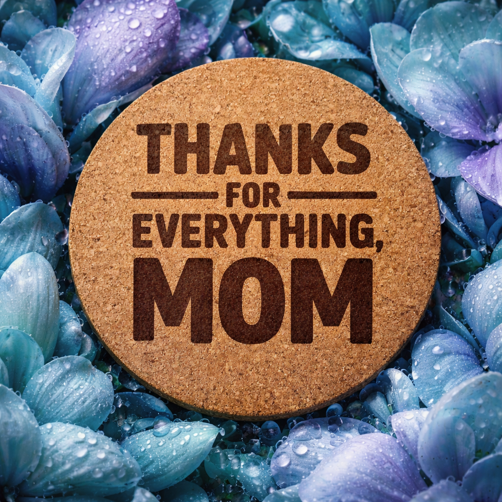 4 inch cork coaster – Thanks For Everything Mom – Mom theme