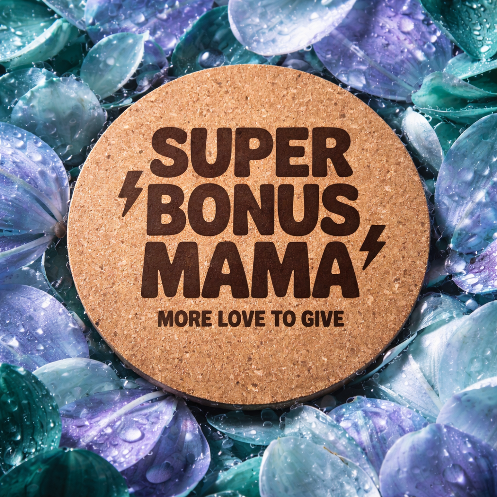 4 inch cork coaster – Super Bonus Mama More Love To Give – Mom theme