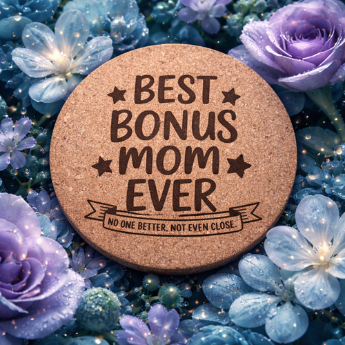 4 inch cork coaster – Best Bonus Mom Ever No one Better Not Even Close – Mom theme