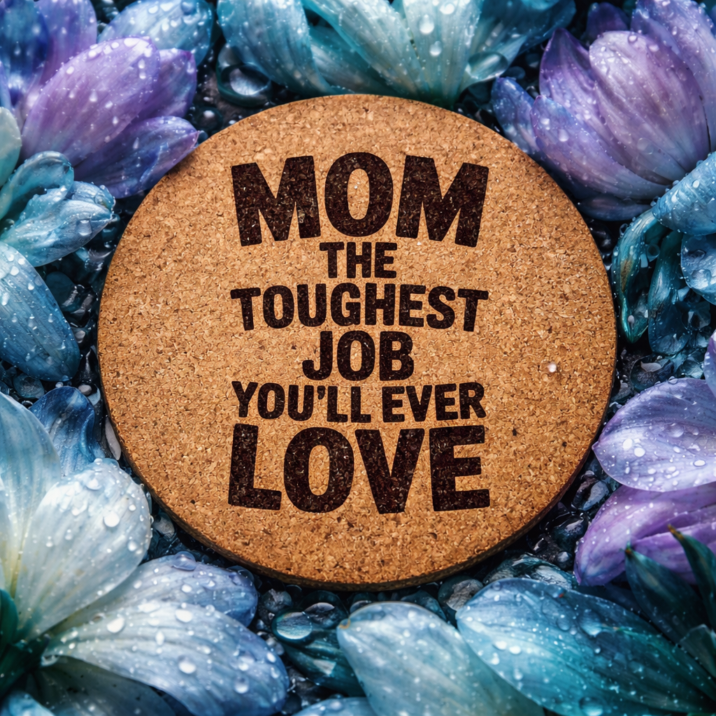 4 inch cork coaster – Mom The Toughest Job You’ll Ever Love – Mom theme