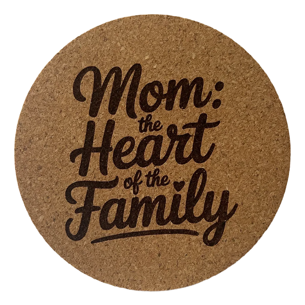 4 inch cork coaster – Mom The Heart Of The Family 4 – Mom theme