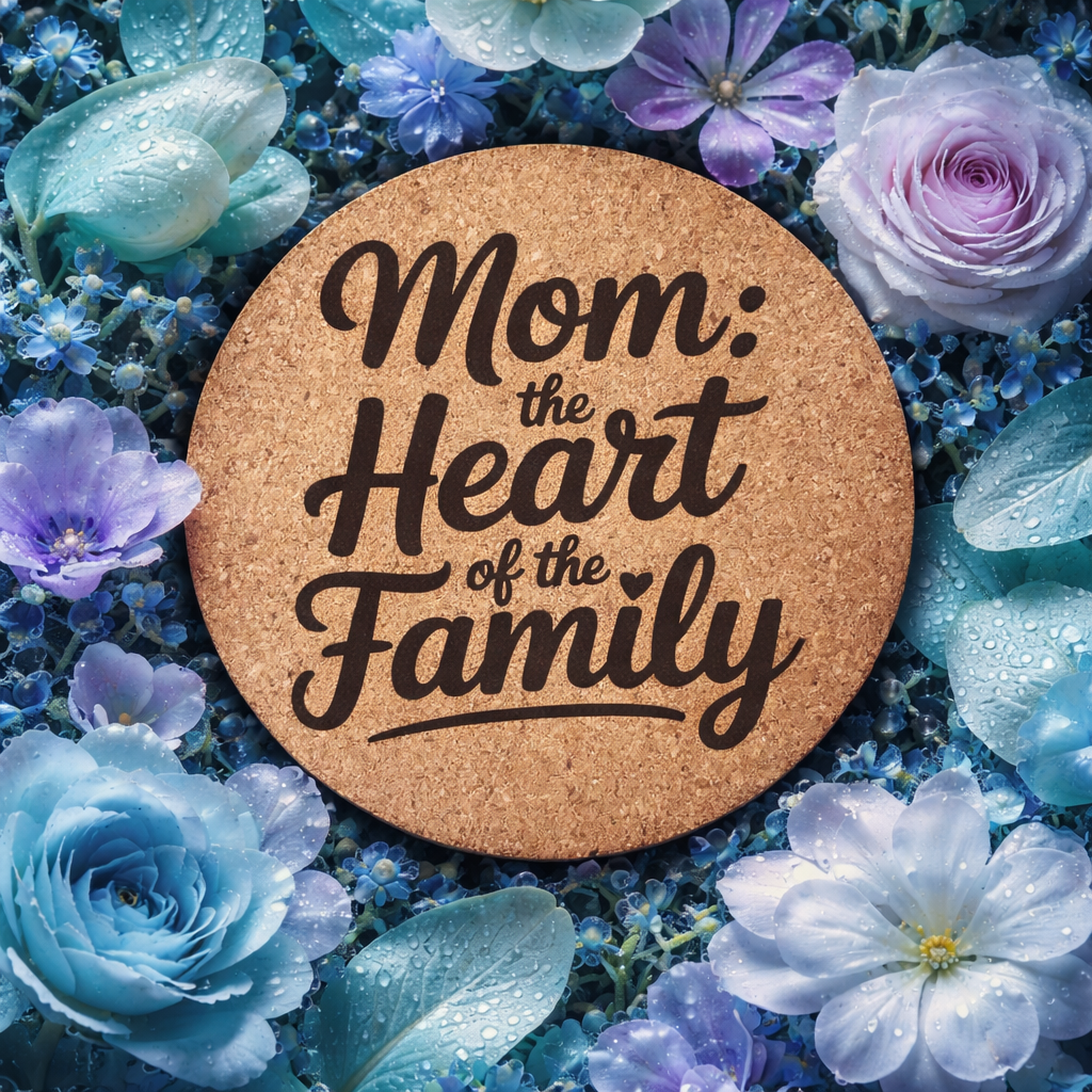 4 inch cork coaster – Mom The Heart Of The Family 4 – Mom theme