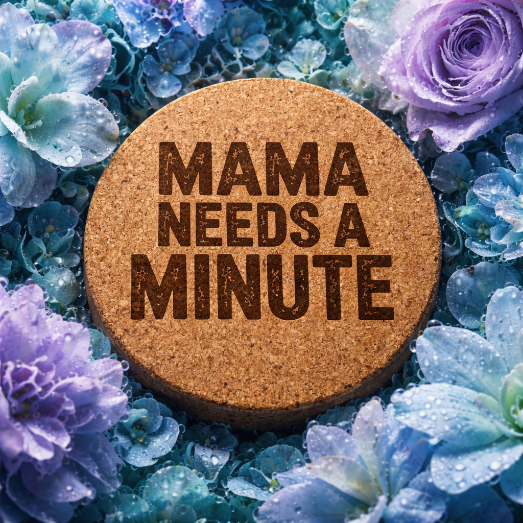 4 inch cork coaster – Mama Needs a Minute – Mom theme