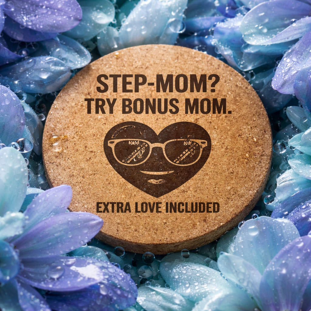 4 inch cork coaster – Step Mom Try Bonus Mom Extra Love Included – Mom theme