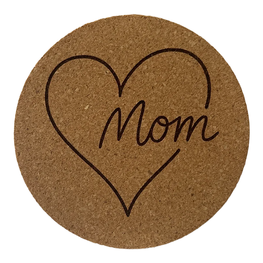 4 inch cork coaster – Mom With Heart – Mom theme