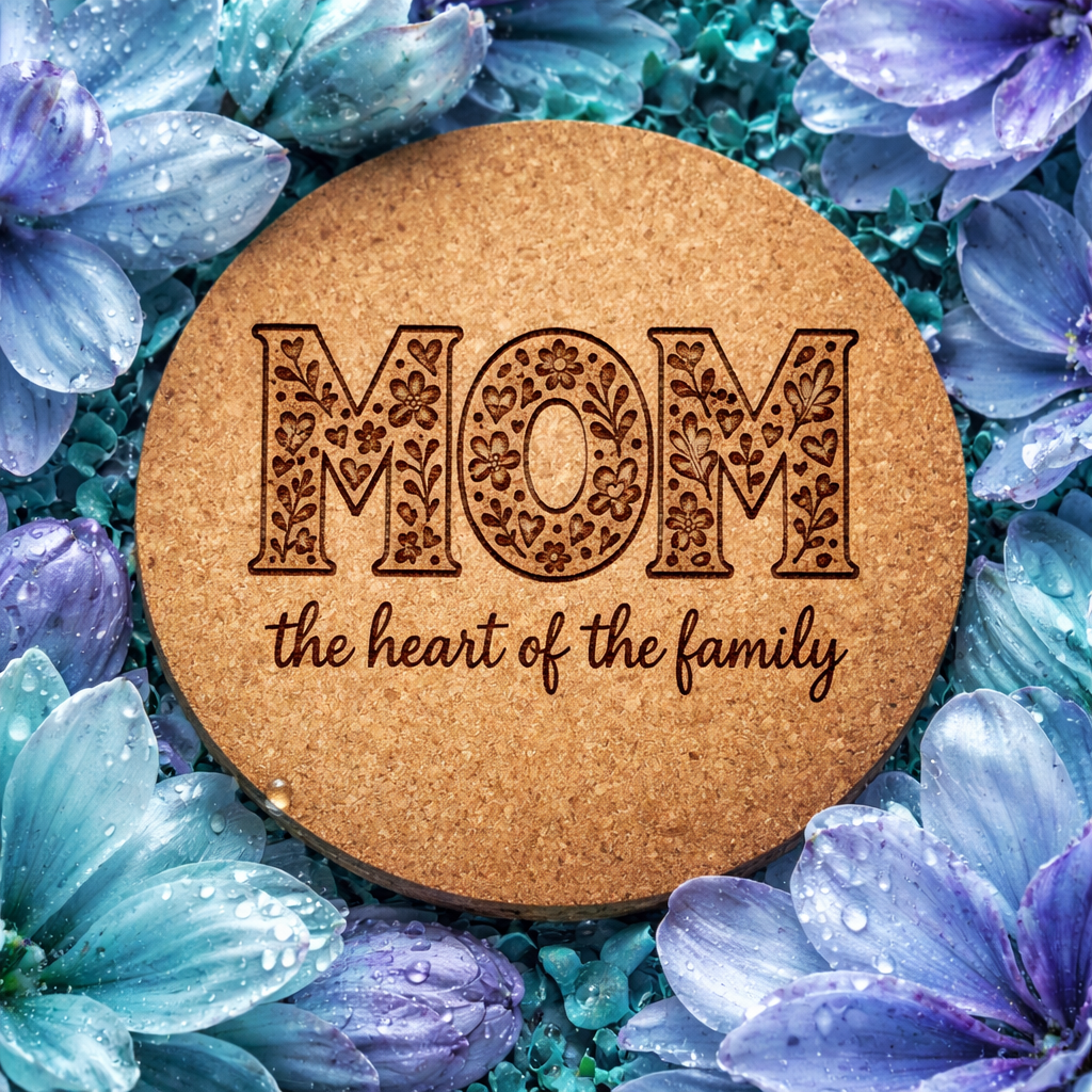 4 inch cork coaster – Mom The Heart Of The Family 3 – Mom theme