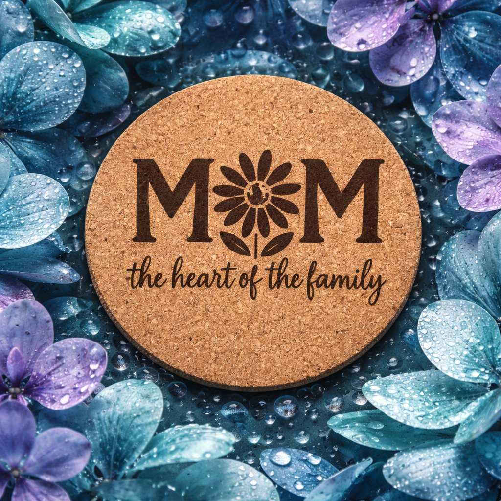 4 inch cork coaster – Mom The Heart Of The Family 2 – Mom theme