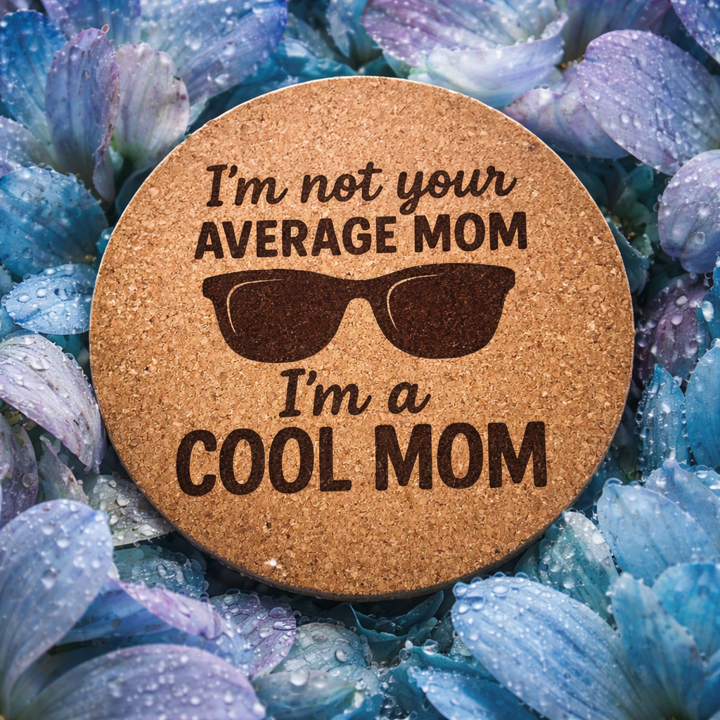 4 inch cork coaster – I’m Not Your Average Mom I’m a Cool Mom – Mom theme