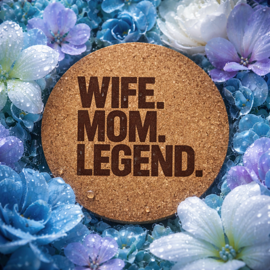 4 inch cork coaster – Wife Mom Legend – Mom theme