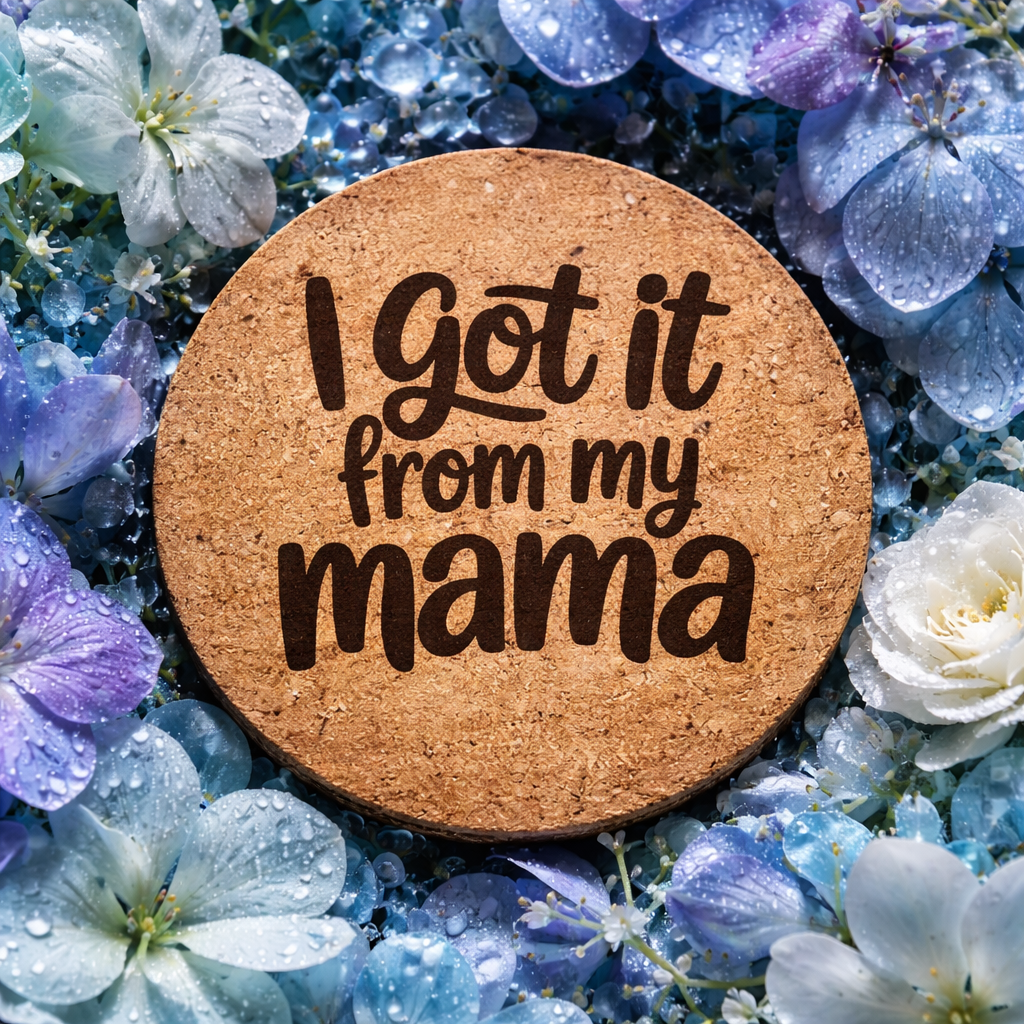 4 inch cork coaster – I Got It From My Mama – Mom theme