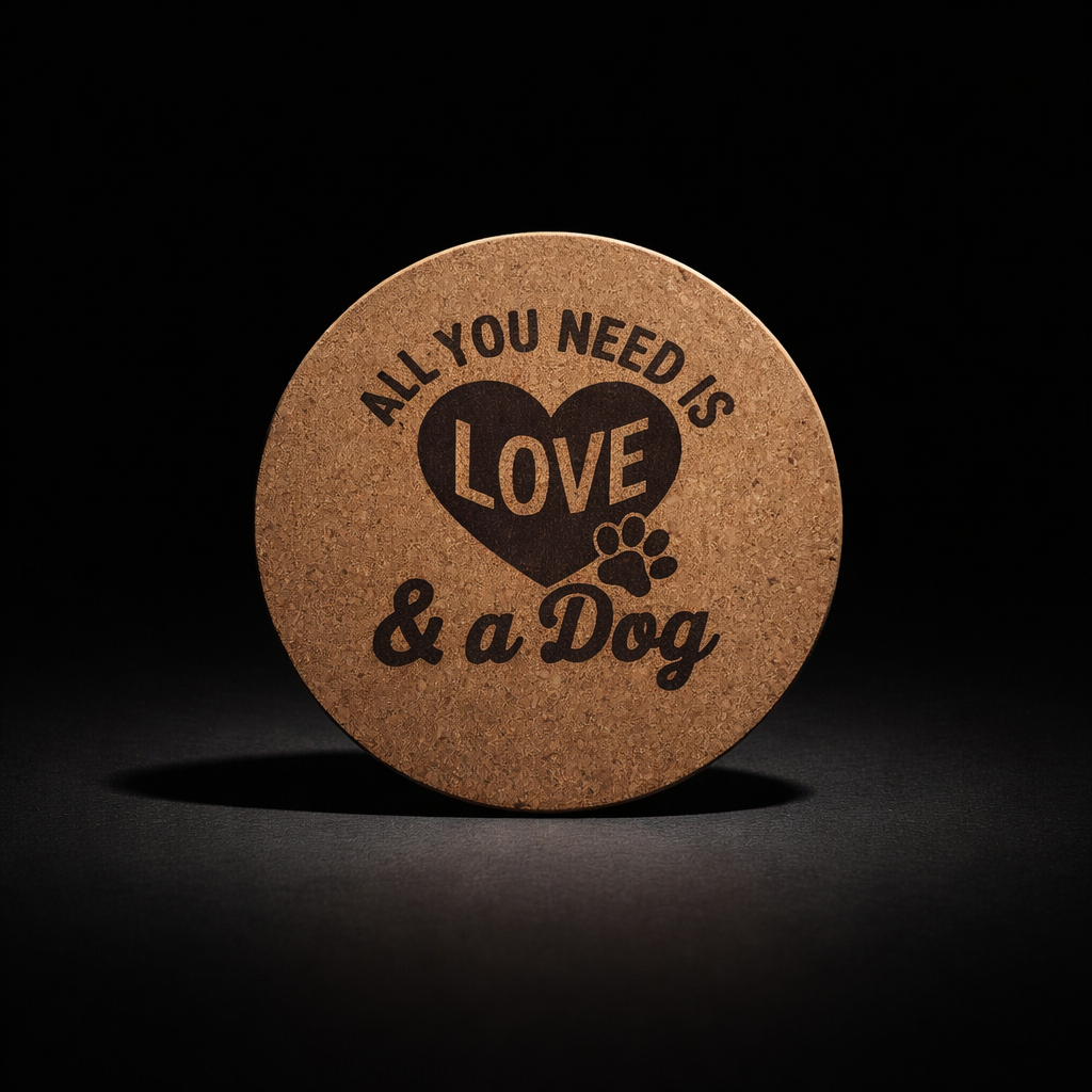 4 inch cork coaster – All You Need Is Love And A Dog – Dog theme 127333