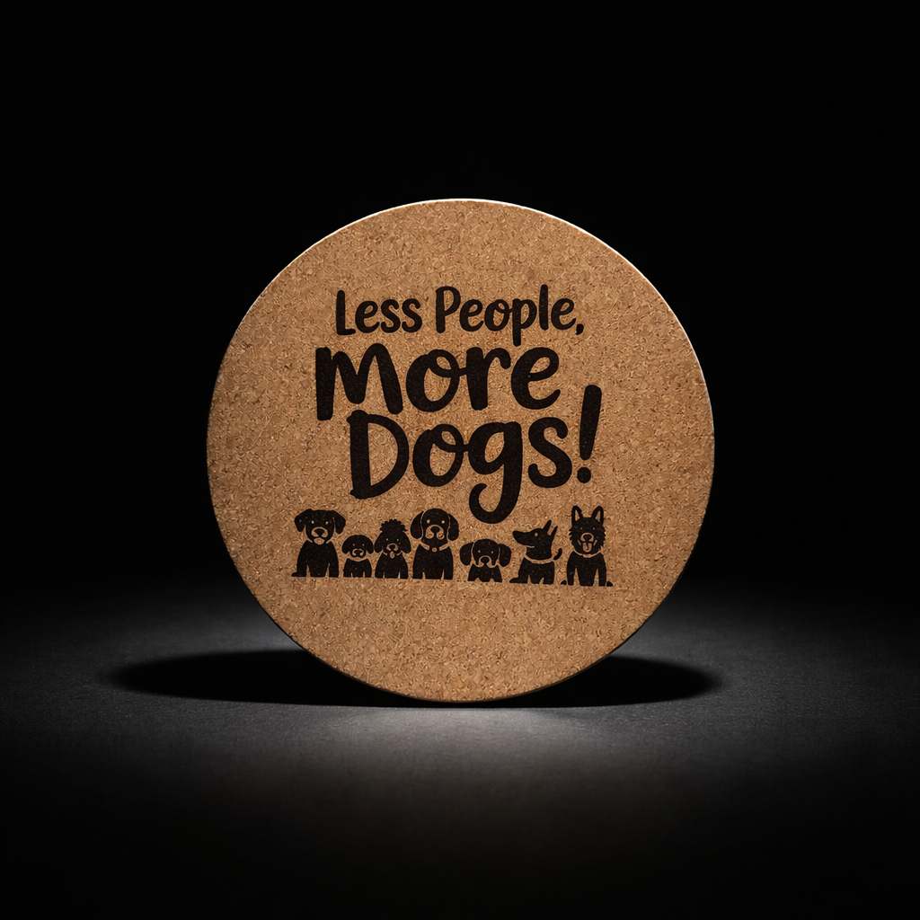4 inch cork coaster – Less People More Dogs – Dog theme 127335