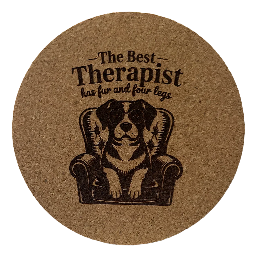 4 inch cork coaster – The Best Therapist Has Fur And Four Legs #2 – Dog theme 127336