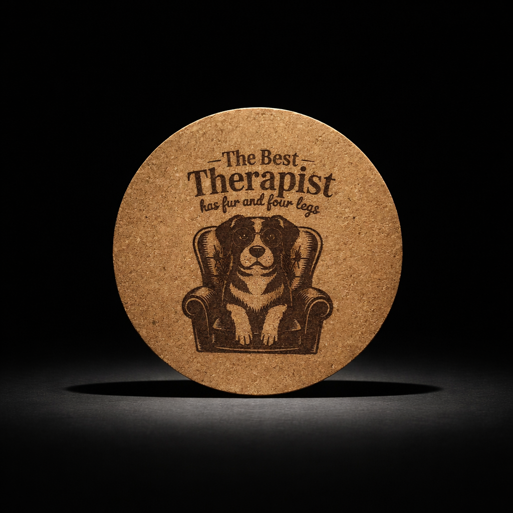 4 inch cork coaster – The Best Therapist Has Fur And Four Legs #2 – Dog theme 127336
