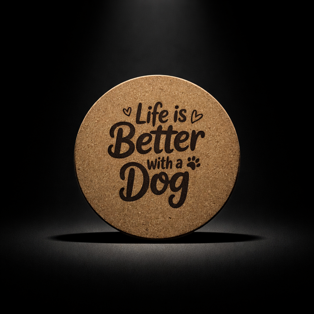 4 inch cork coaster – Life Is Better With A Dog – Dog theme 127346