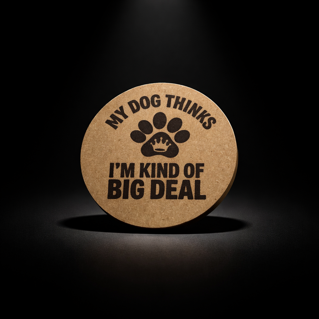 4 inch cork coaster – My Dog Thinks I’m Kind Of Big Deal – Dog theme 127347