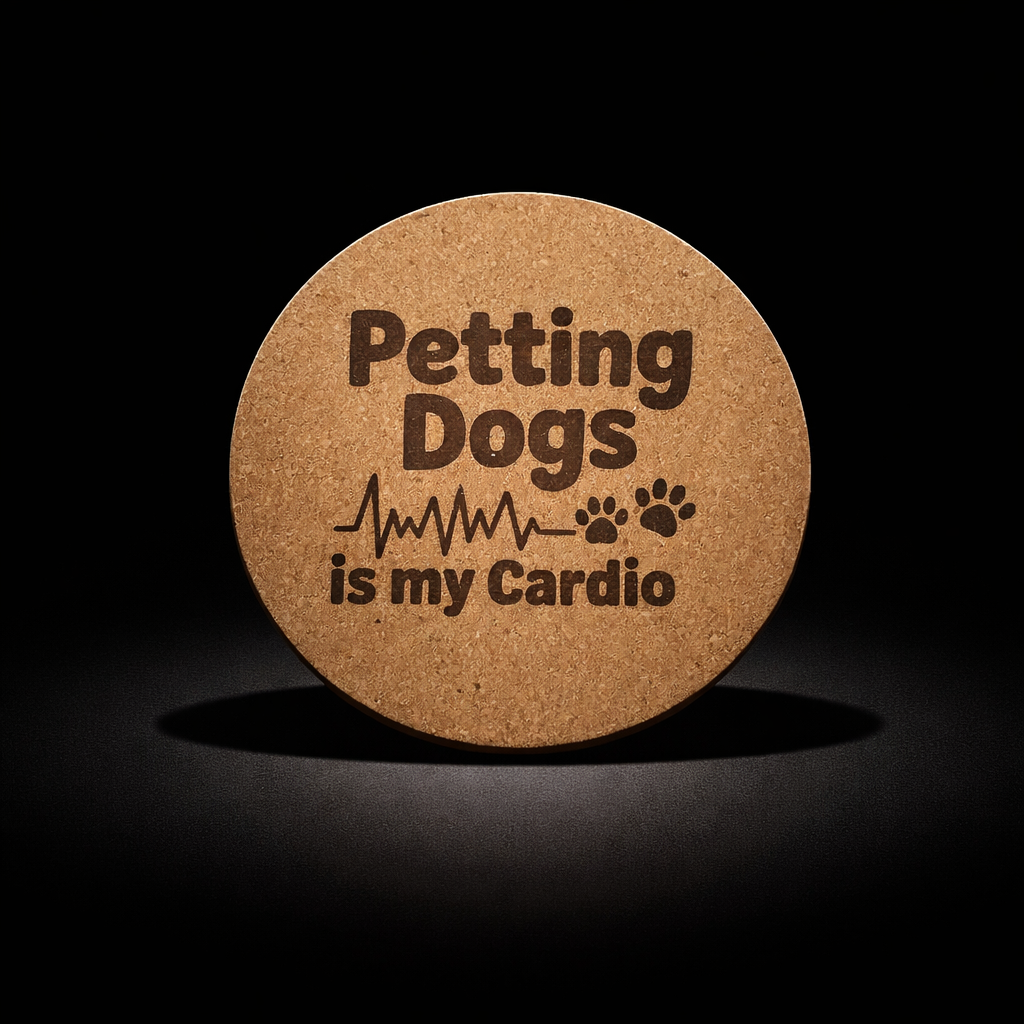 4 inch cork coaster – Petting Dogs Is My Cardio – Dog theme 127348