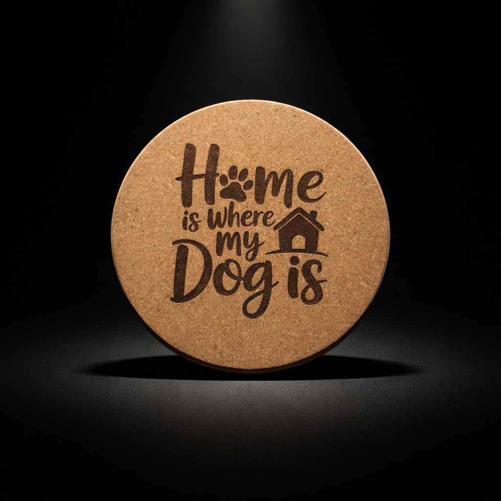 4 inch cork coaster – Home Is Where My Dog Is – Dog theme 127350