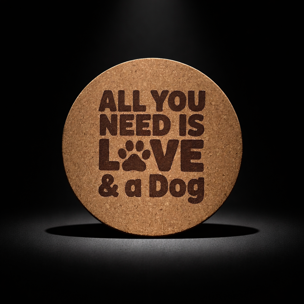 4 inch cork coaster – All You Need Is Love And A Dog – Dog theme 127351