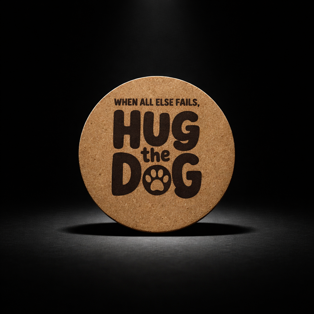 4 inch cork coaster – When All Else fails Hug The Dog – Dog theme 127357
