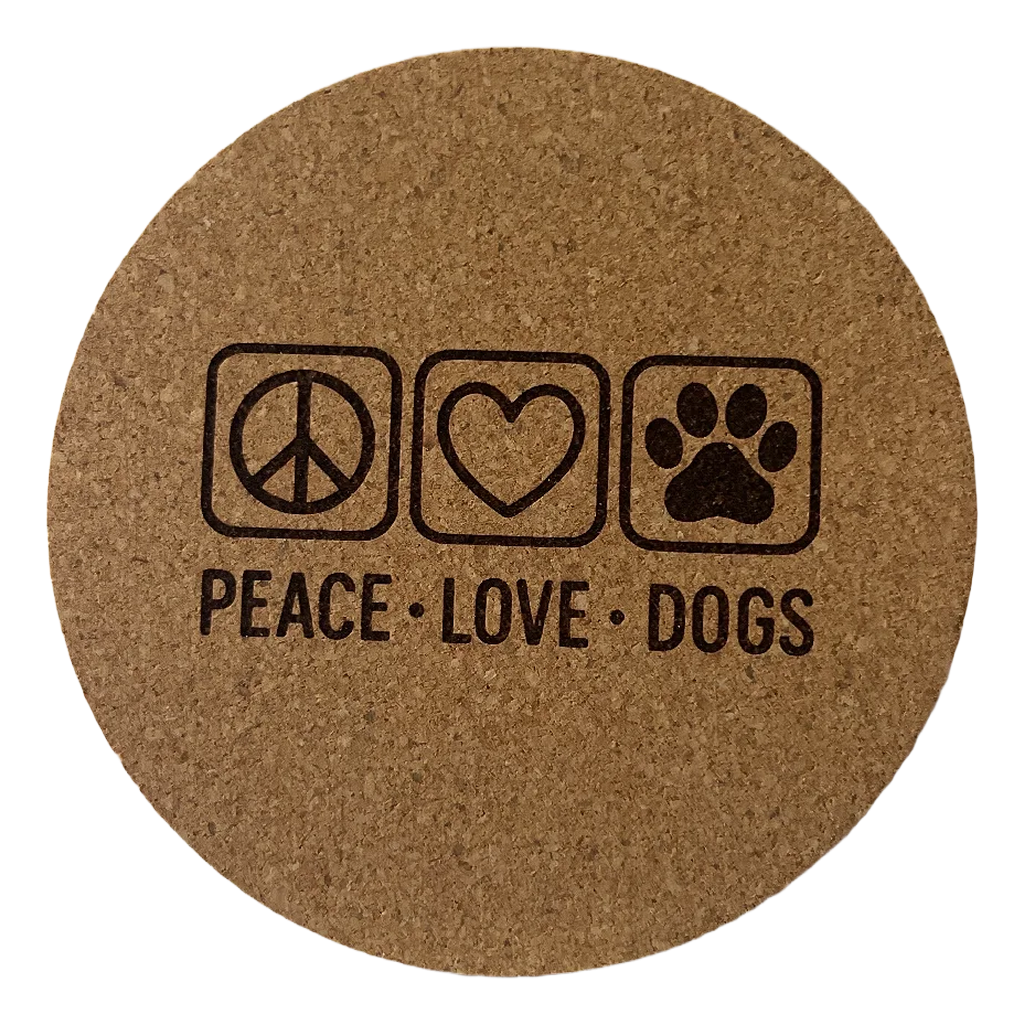 4 inch cork coaster – Peace Love Dogs – Dog theme 127307
