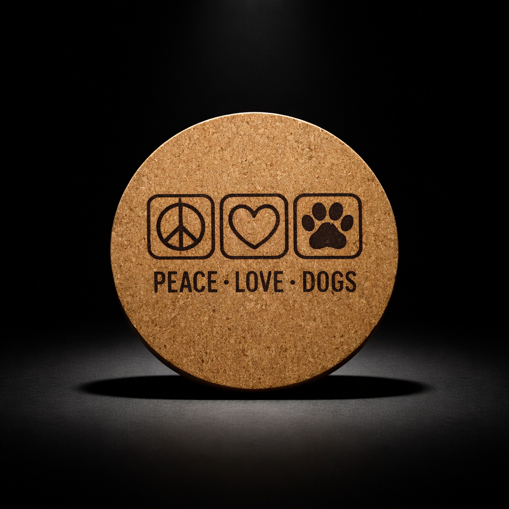 4 inch cork coaster – Peace Love Dogs – Dog theme 127307