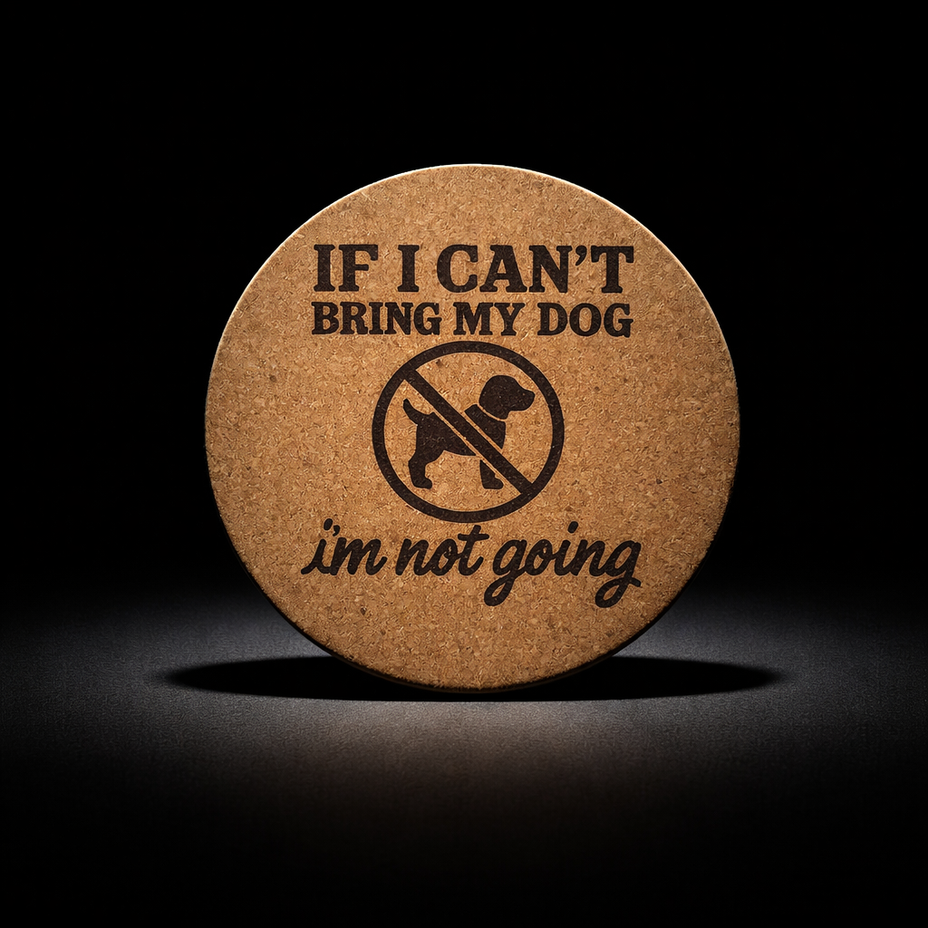 4 inch cork coaster – If I Can’t Bring My Dog I’m Not Going – Dog theme 127308