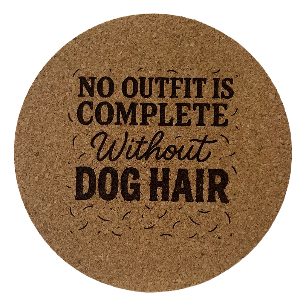 4 inch cork coaster – No Outfit Is Complete Without Dog Hair – Dog theme 127309