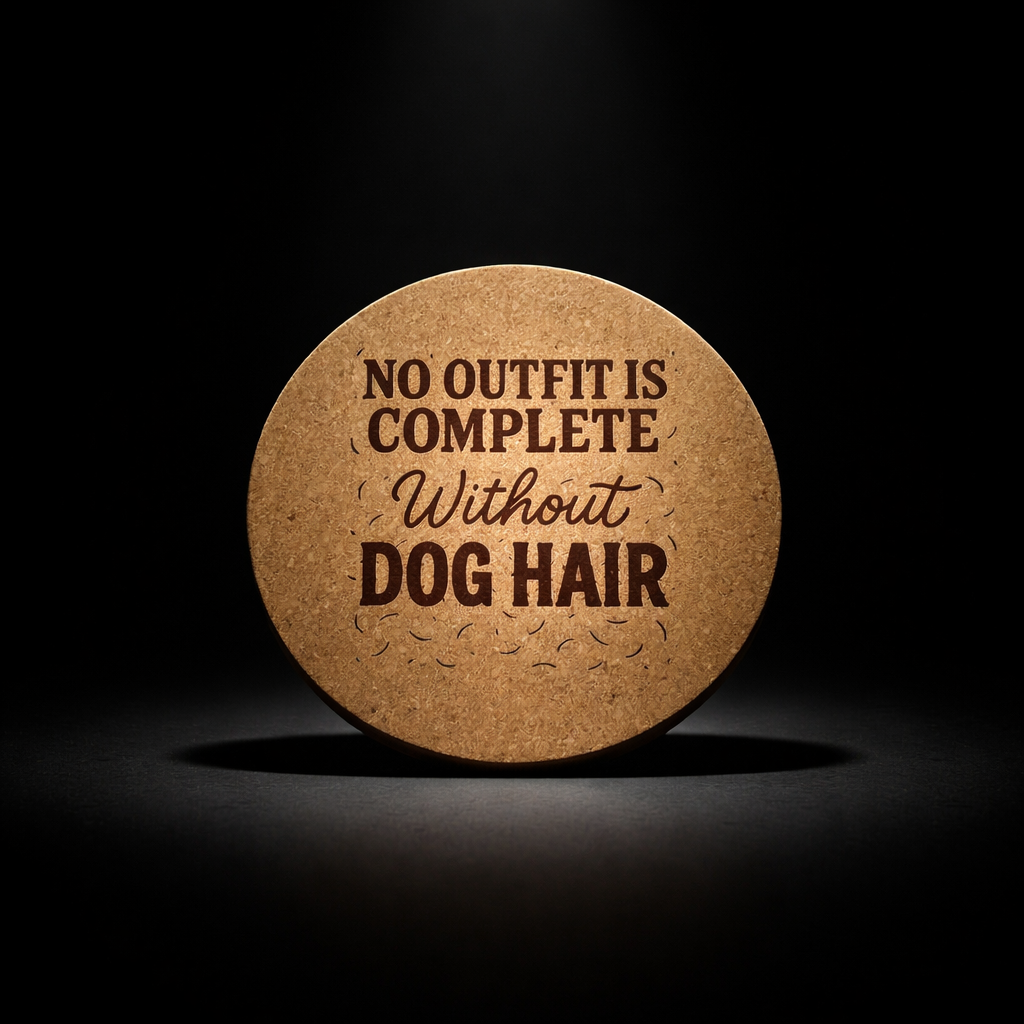 4 inch cork coaster – No Outfit Is Complete Without Dog Hair – Dog theme 127309