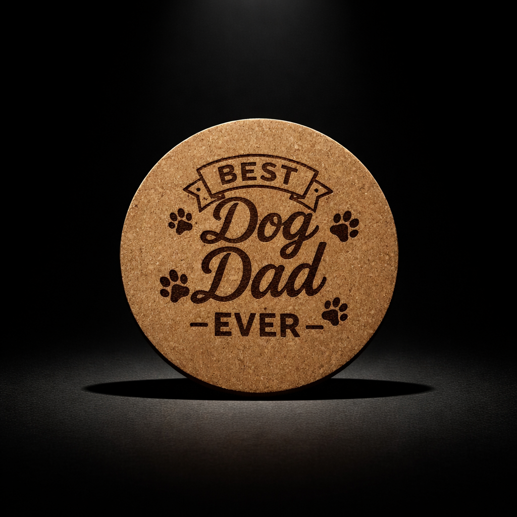 4 inch cork coaster – Best Dog Dad Ever  – Dog theme 127311